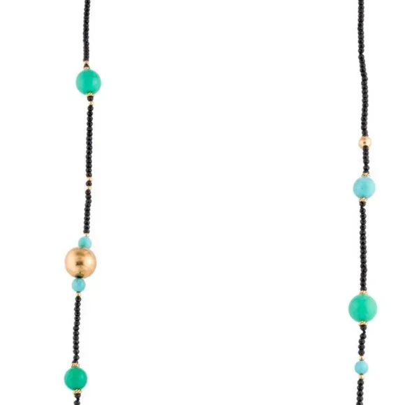 DAVID YURMAN 18K 750 AMAZONITE, CHRYSOPRASE & SPINEL BEAD STRAND NECKLACE